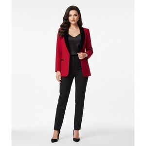 Dumas Blazer Womens 14 Red Wool Velvet Holiday Old Money Academia Preppy Vintage